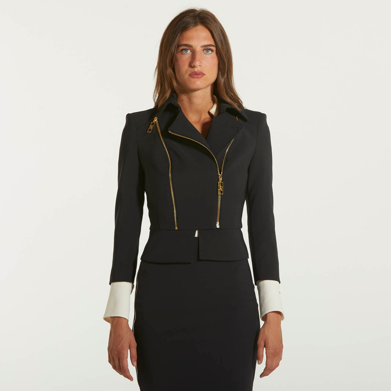 Elisabetta Franchi giacca in crepe stretch nero