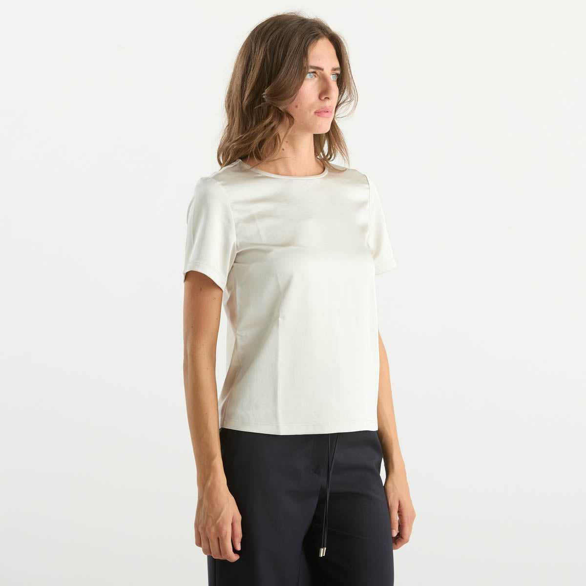 Maxmara blusa in maglia girocollo beige