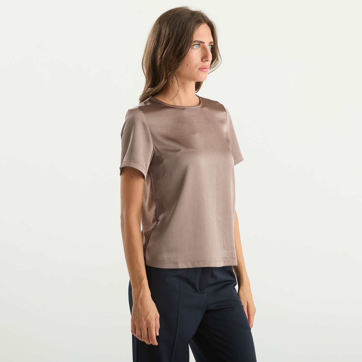 Maxmara blusa in maglia girocollo marrone