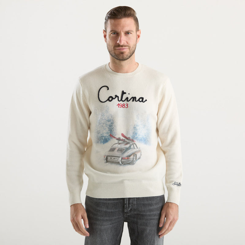 Mc2 Saint Barth maglione cartina road panna