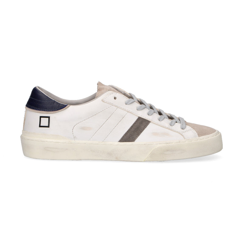 D.A.T.E. sneaker Hill Low effetto used bianca blu