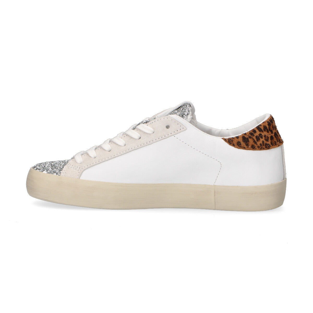 D.A.T.E. sneaker Hill Low pelle bianca glitter