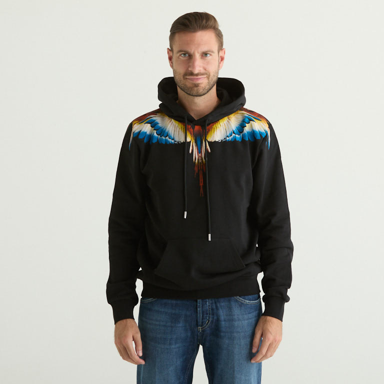 County of Milan felpa con cappuccio nera aquila