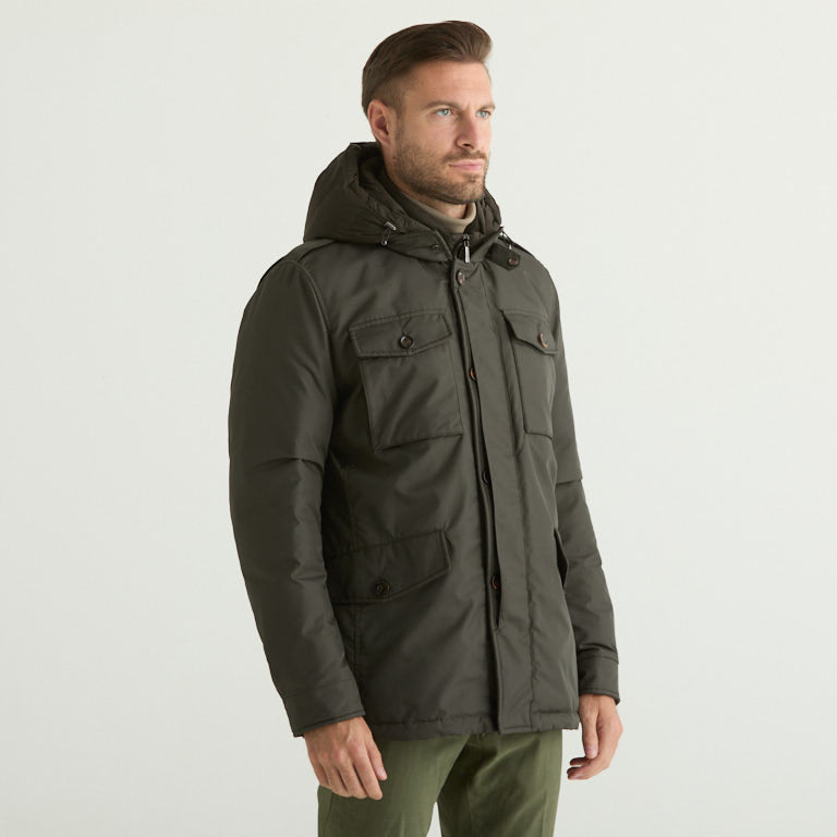Moorer giaccone con cappuccio verde militare