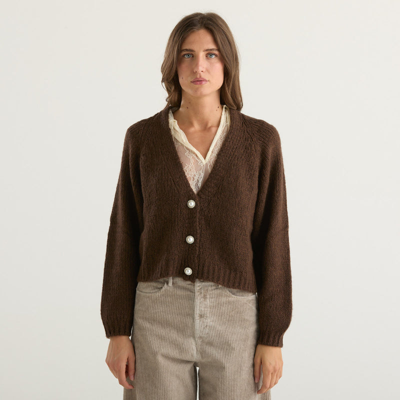 Haveone cardigan in tessuto marrone