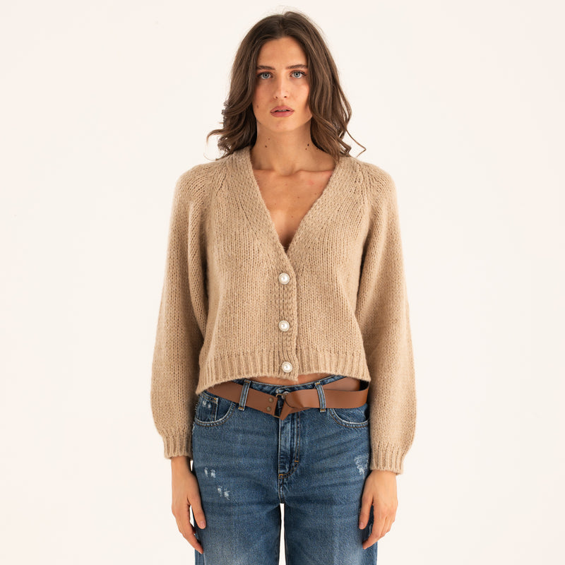 Haveone cardigan in tessuto beige
