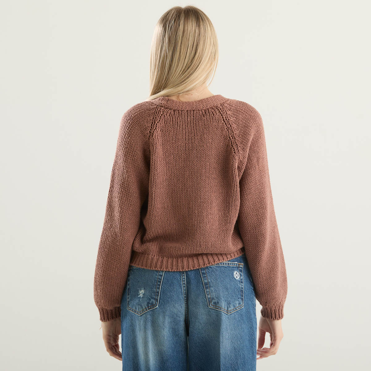 Haveone cardigan gioiello in tessuto mattone