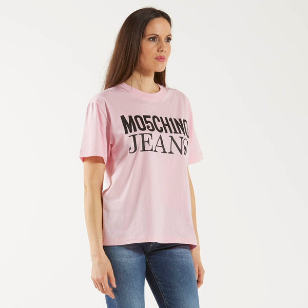 Moschino t-shirt rosa con logo