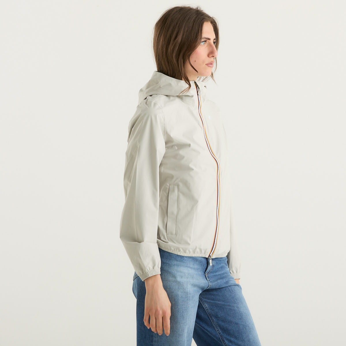 K-way giubbino corto con cappuccio beige