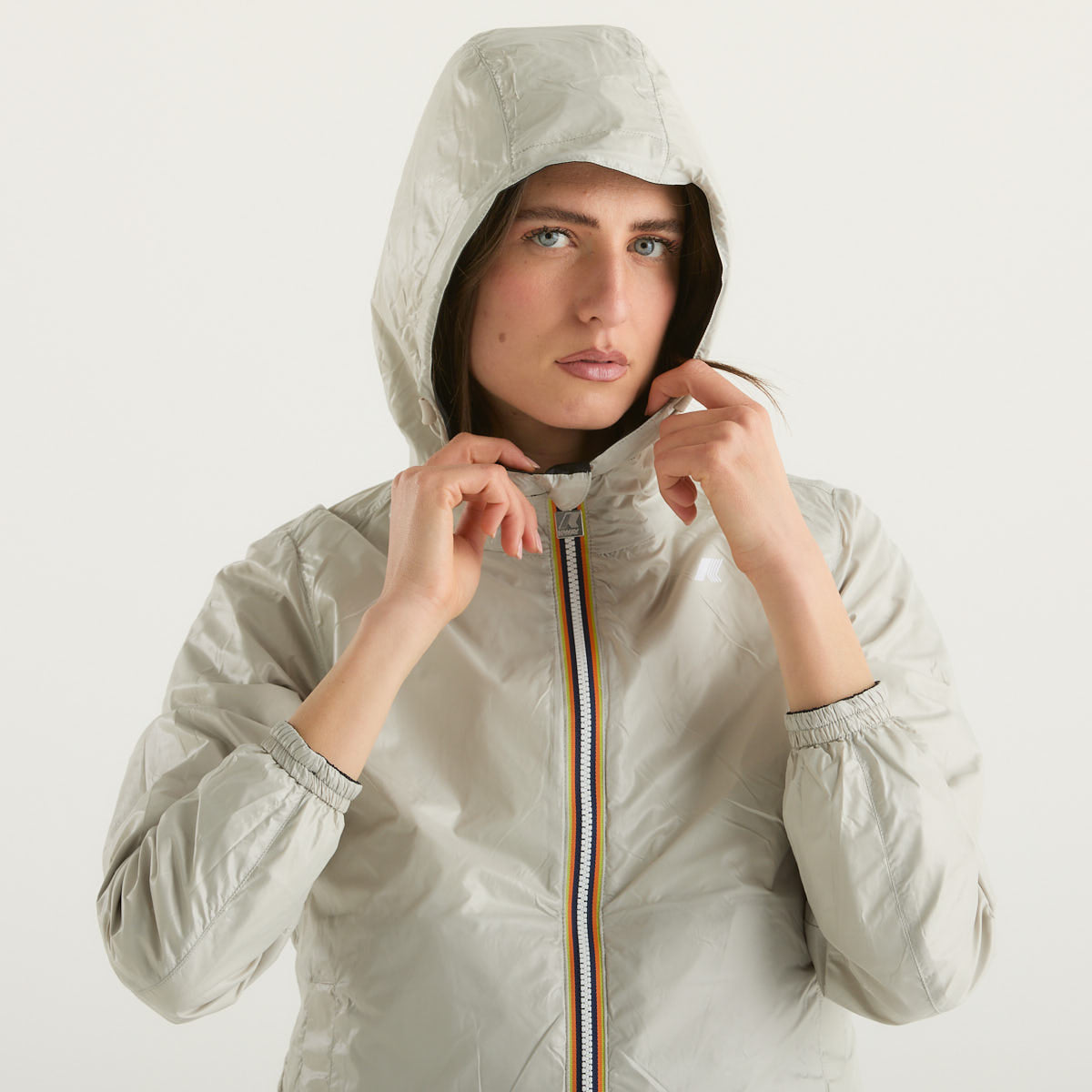 K-way giubbino corto reversibile nero e beige