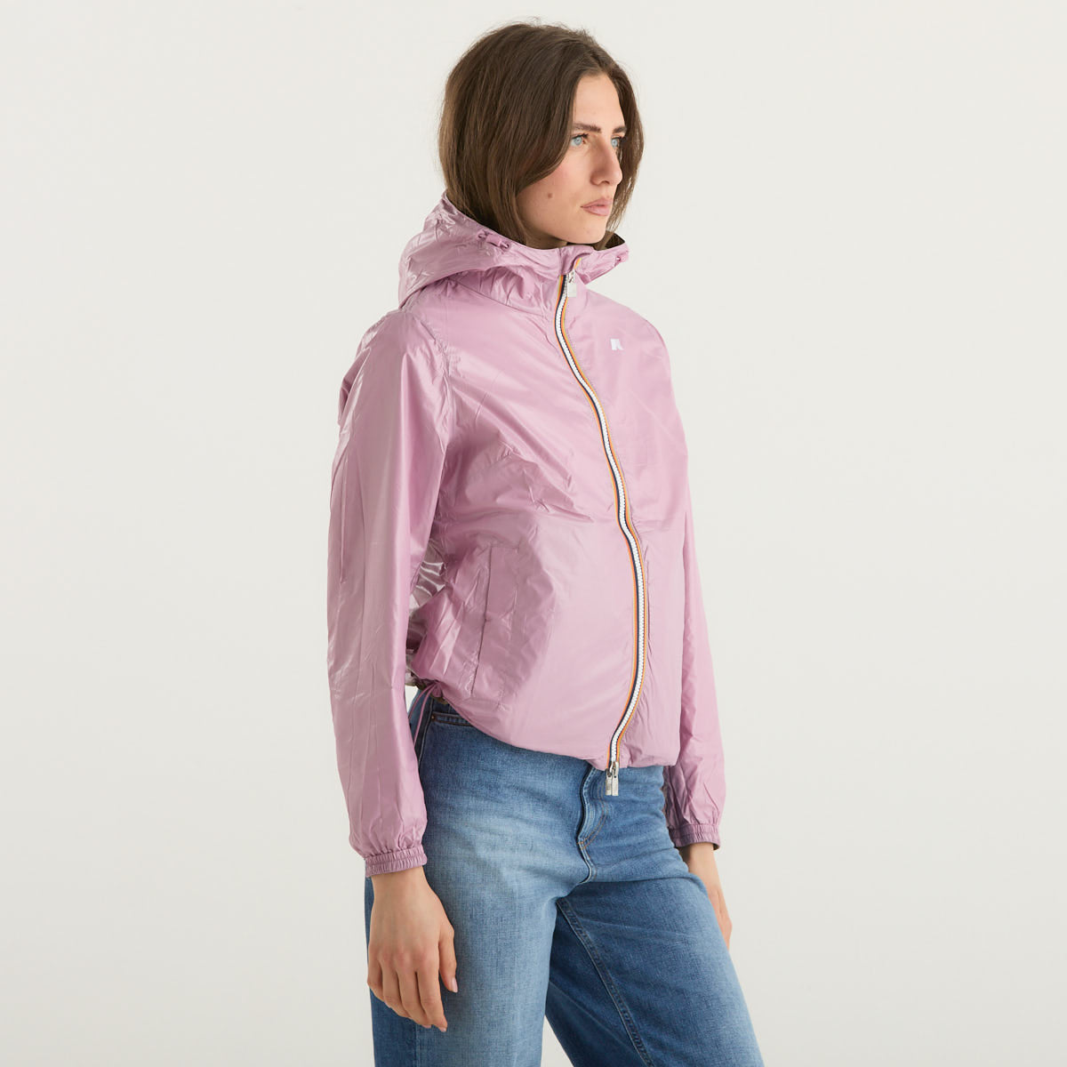 K-way giubbino corto reversibile verde e rosa