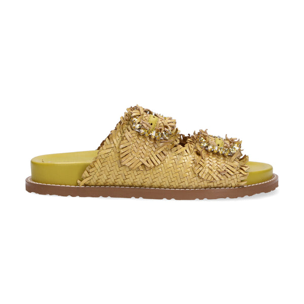Coral Blue ciabatta pelle intrecciata lime
