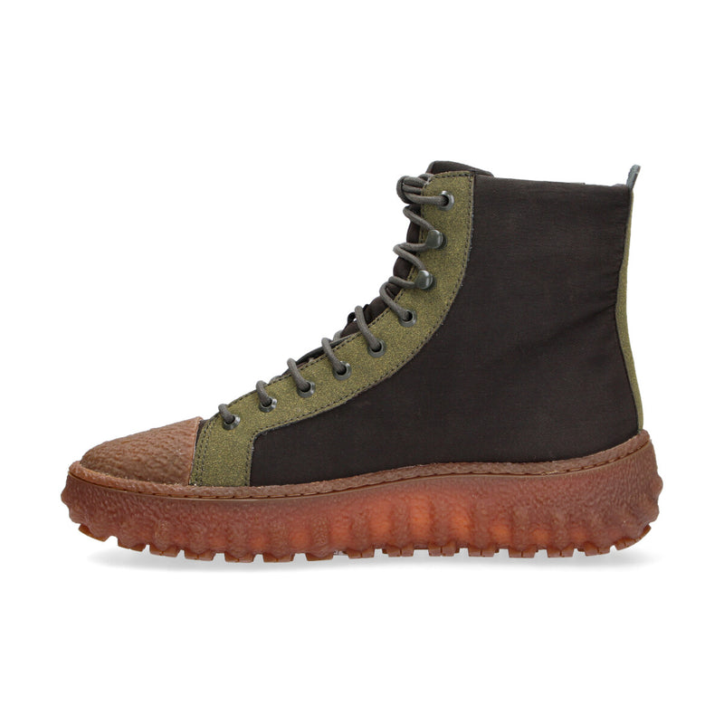 Camper boot Ground pelle tessuto verde