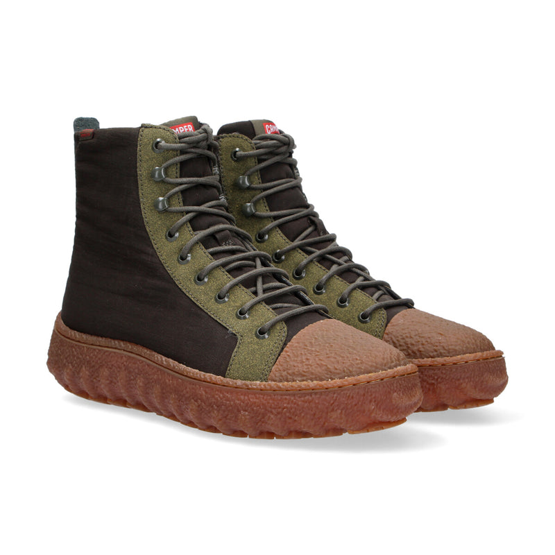 Camper boot Ground pelle tessuto verde