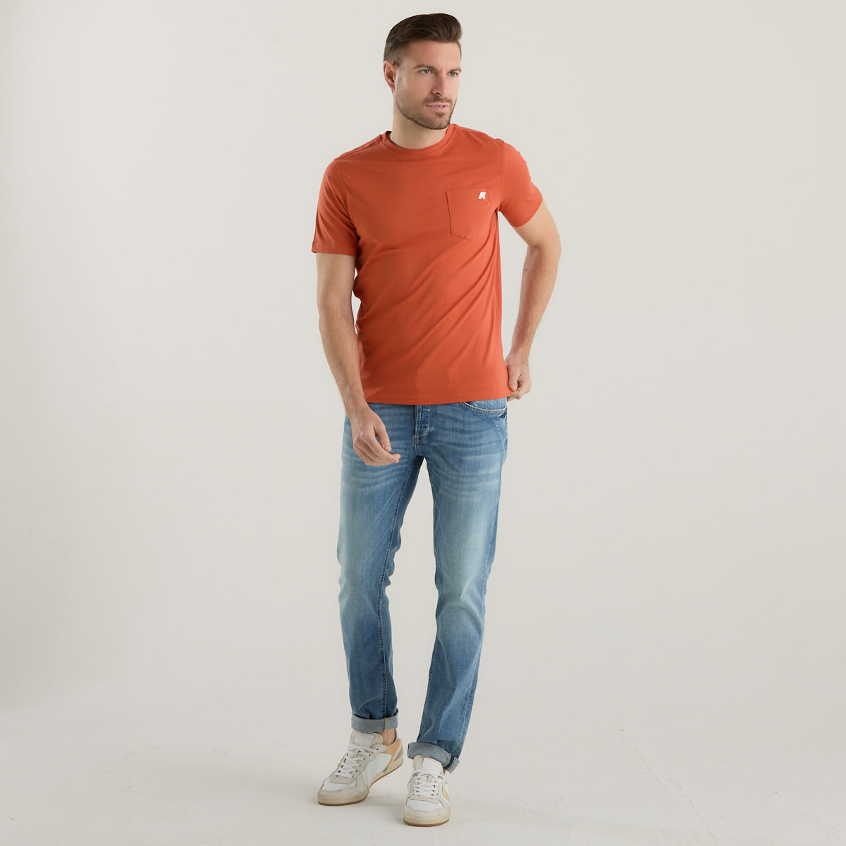 K-Way t-shirt girocollo in tessuto mattone