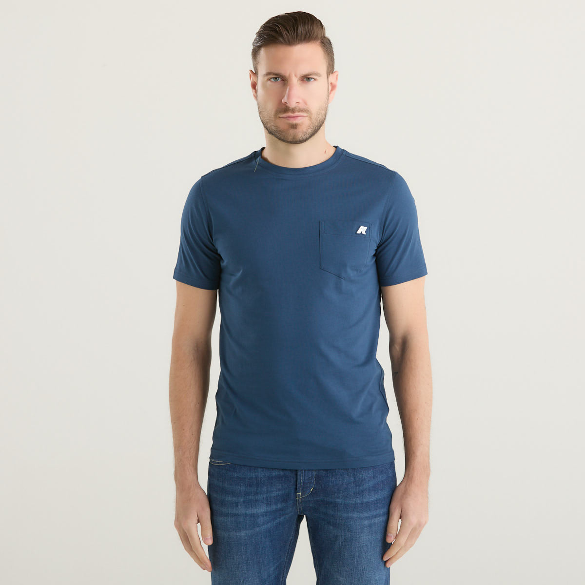 K-Way t-shirt girocollo in tessuto blu