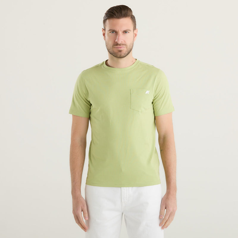K-Way t-shirt girocollo in tessuto verde chiaro