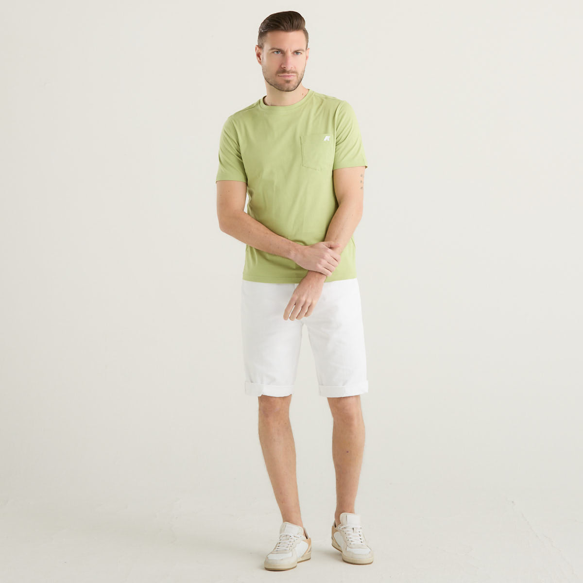 K-Way t-shirt girocollo in tessuto verde chiaro