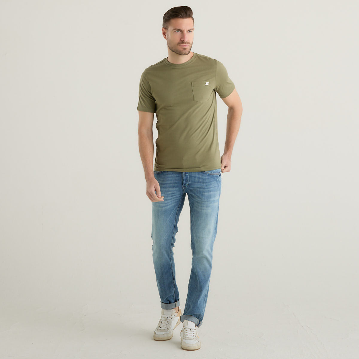 K-Way t-shirt girocollo in tessuto verde