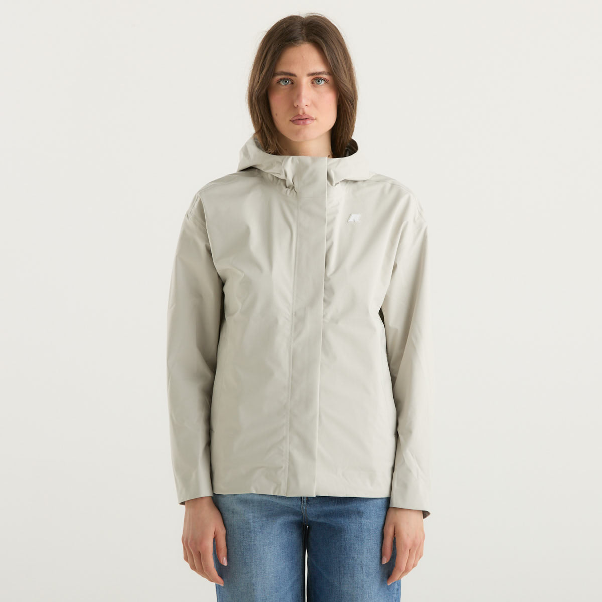 K-way giubbino con cappuccio in tessuto tecnico