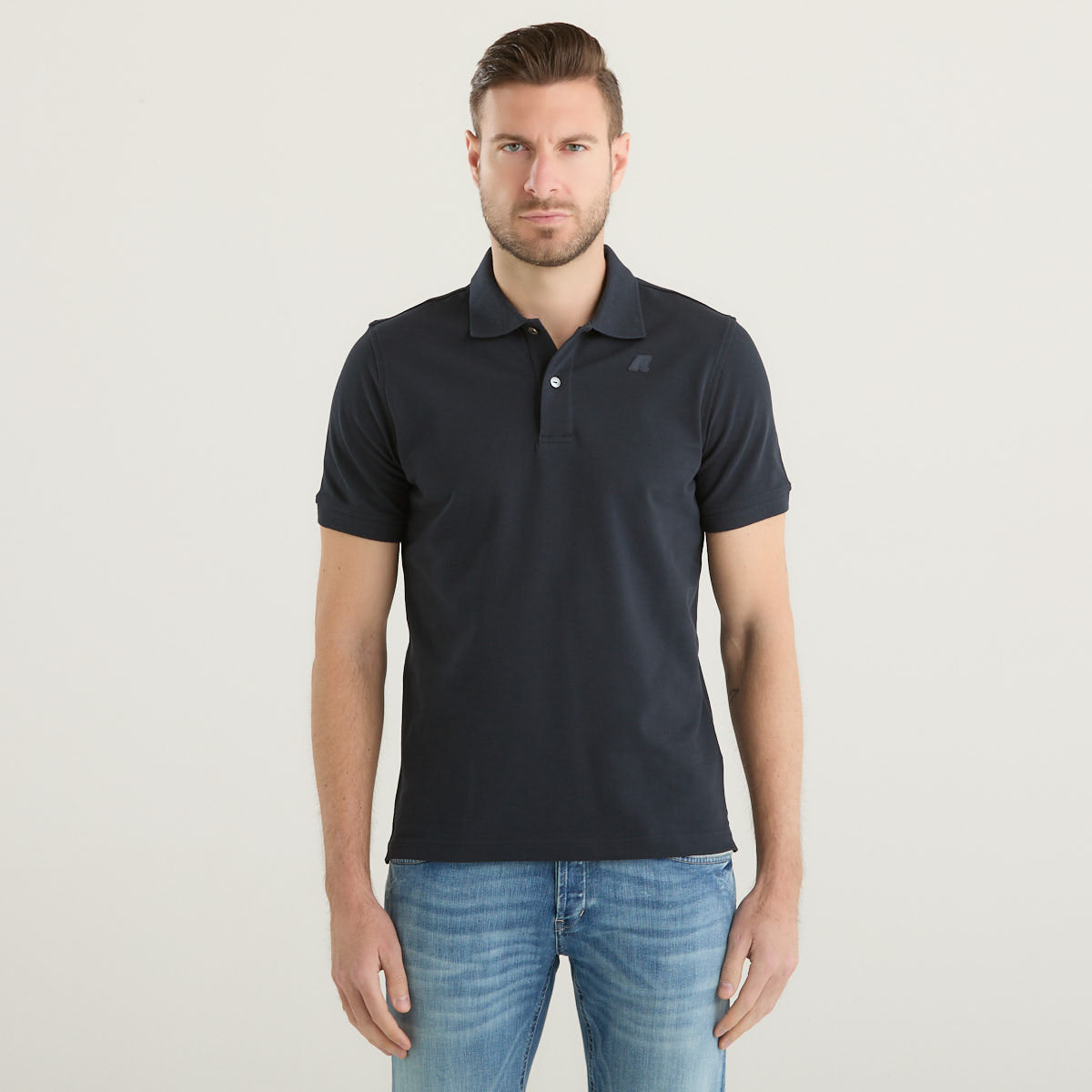 K-way polo manica corta in tessuto blu