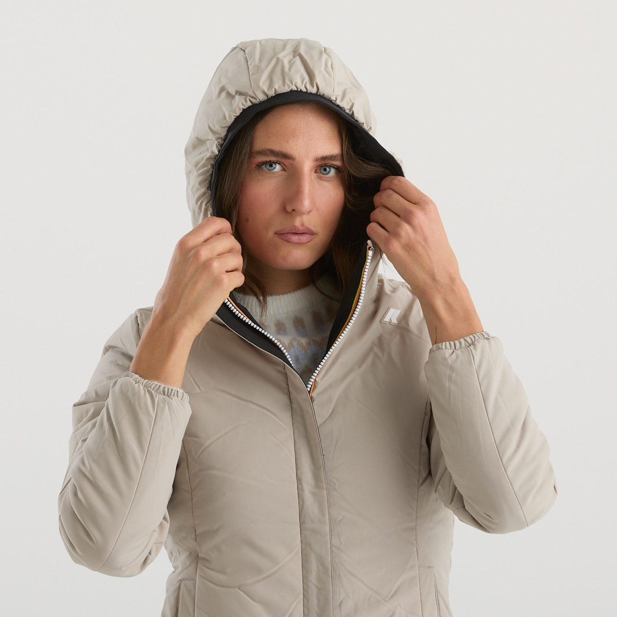 K-way giubbino con cappucio reversibile beige
