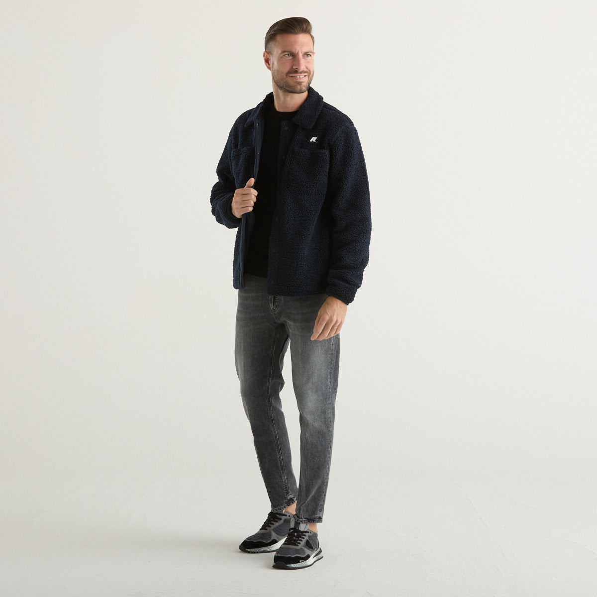 K-way field jacket in sherpa blu