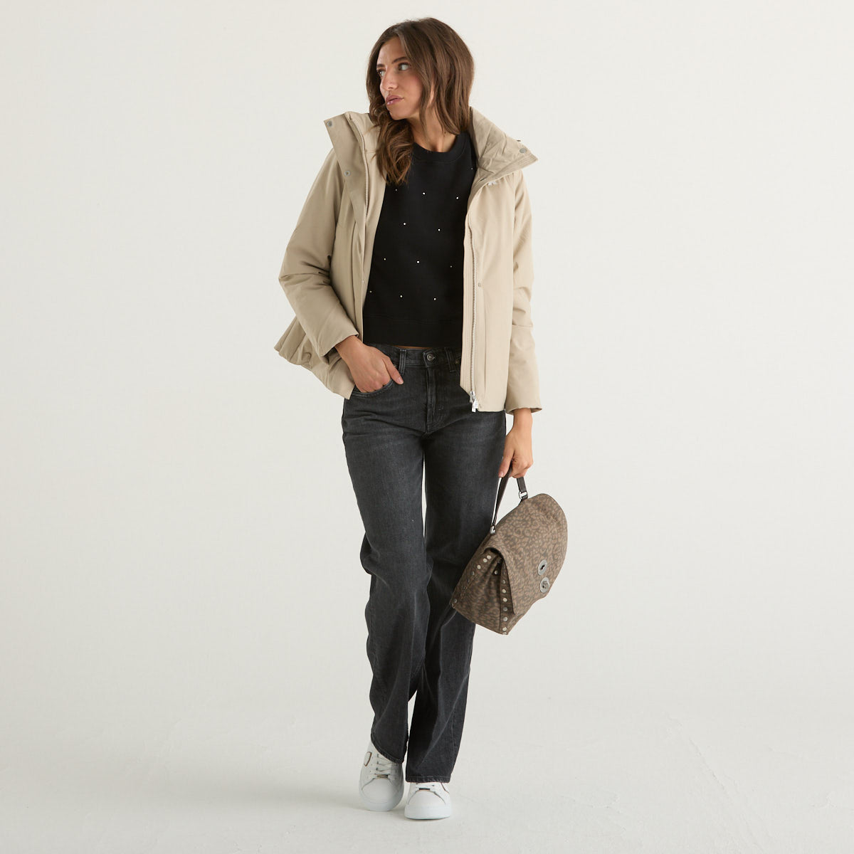 K-way giubbino corto collo alto beige