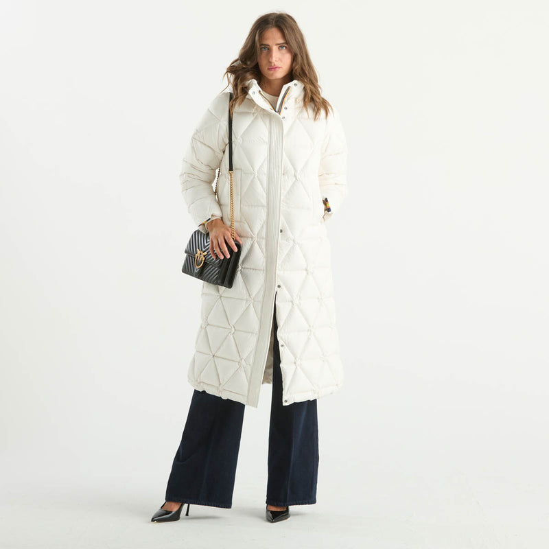 K-way giubbotto lungo trapuntato in tessuto panna