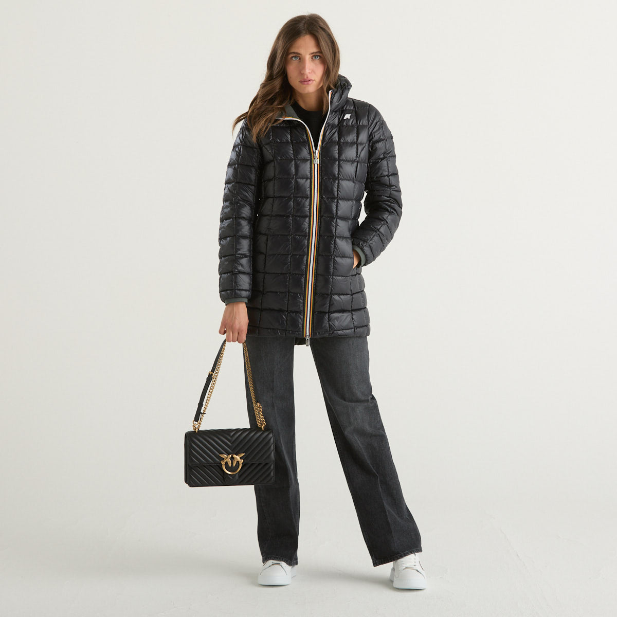 K-way giubbino lungo reversivbile in tessuto verde