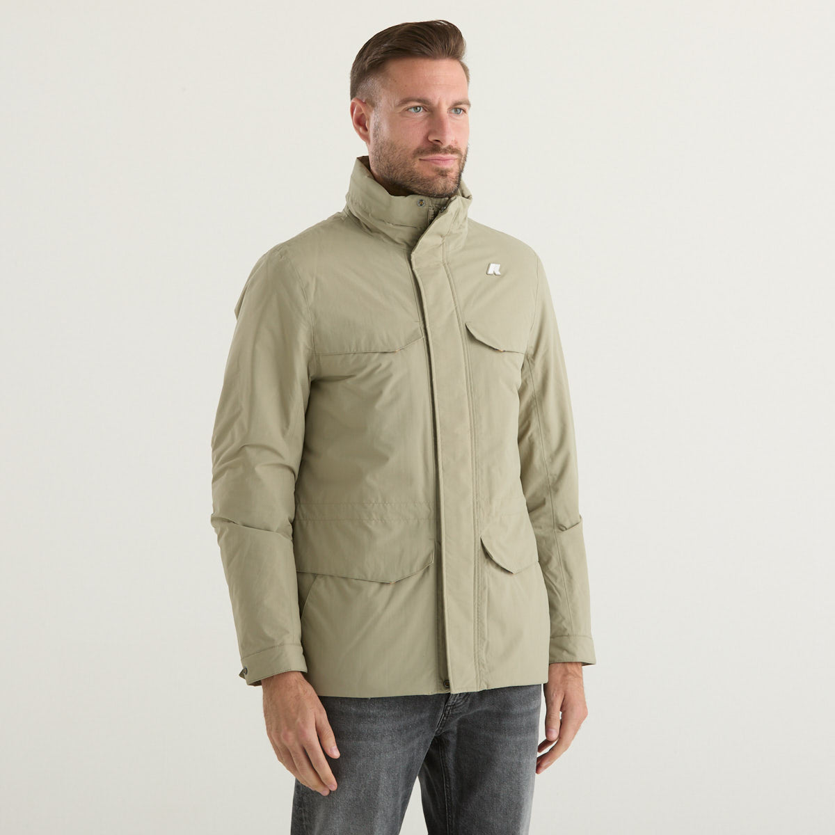 K-way giaccone in tessuto verde chiaro