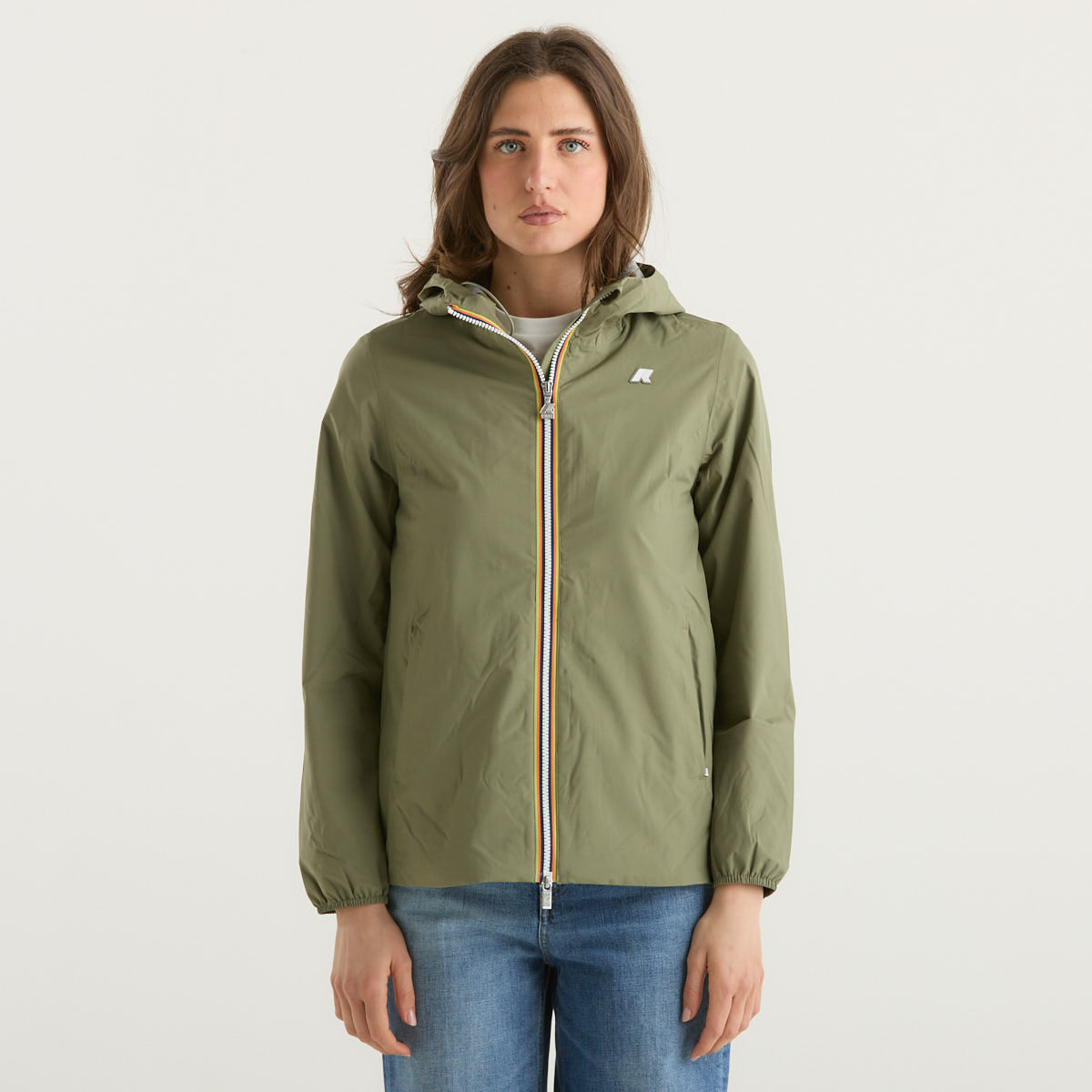 K-Way giubbino corto leggero con cappuccio verde