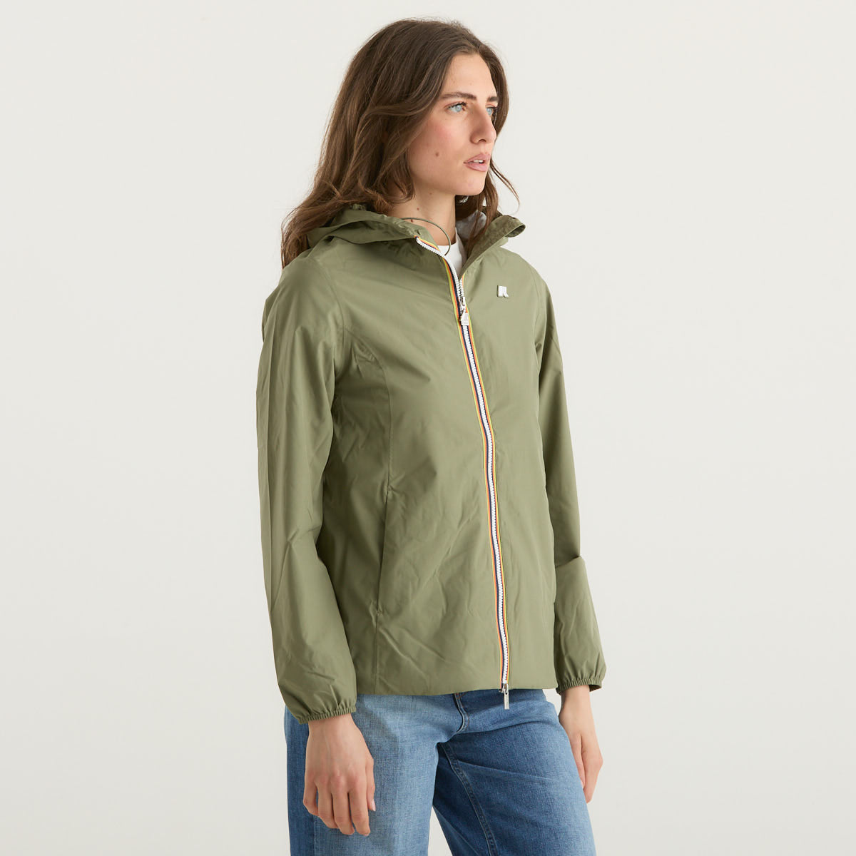 K-Way giubbino corto leggero con cappuccio verde