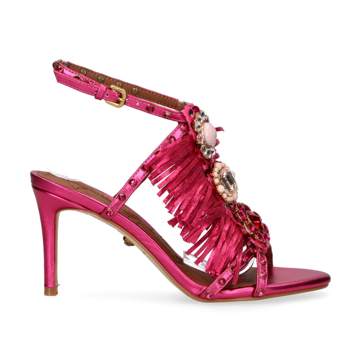Kurt Geiger sandalo Jewel Fringe pelle fucsia