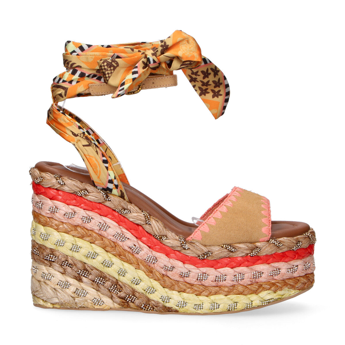 Kurt Geiger sandalo Chelsea Scarf Wedge camoscio