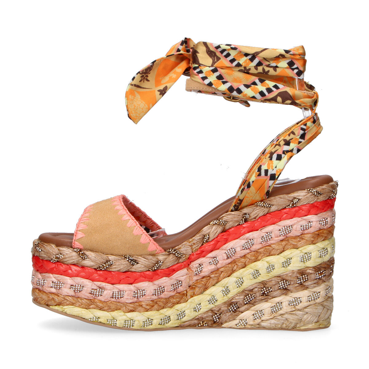 Kurt Geiger sandalo Chelsea Scarf Wedge camoscio