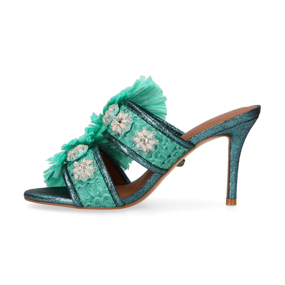 Kurt Geiger sandalo Raffia Buckle turchese