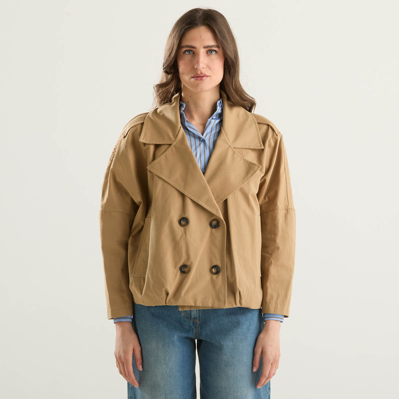Haveone trench corto sfoderato beige