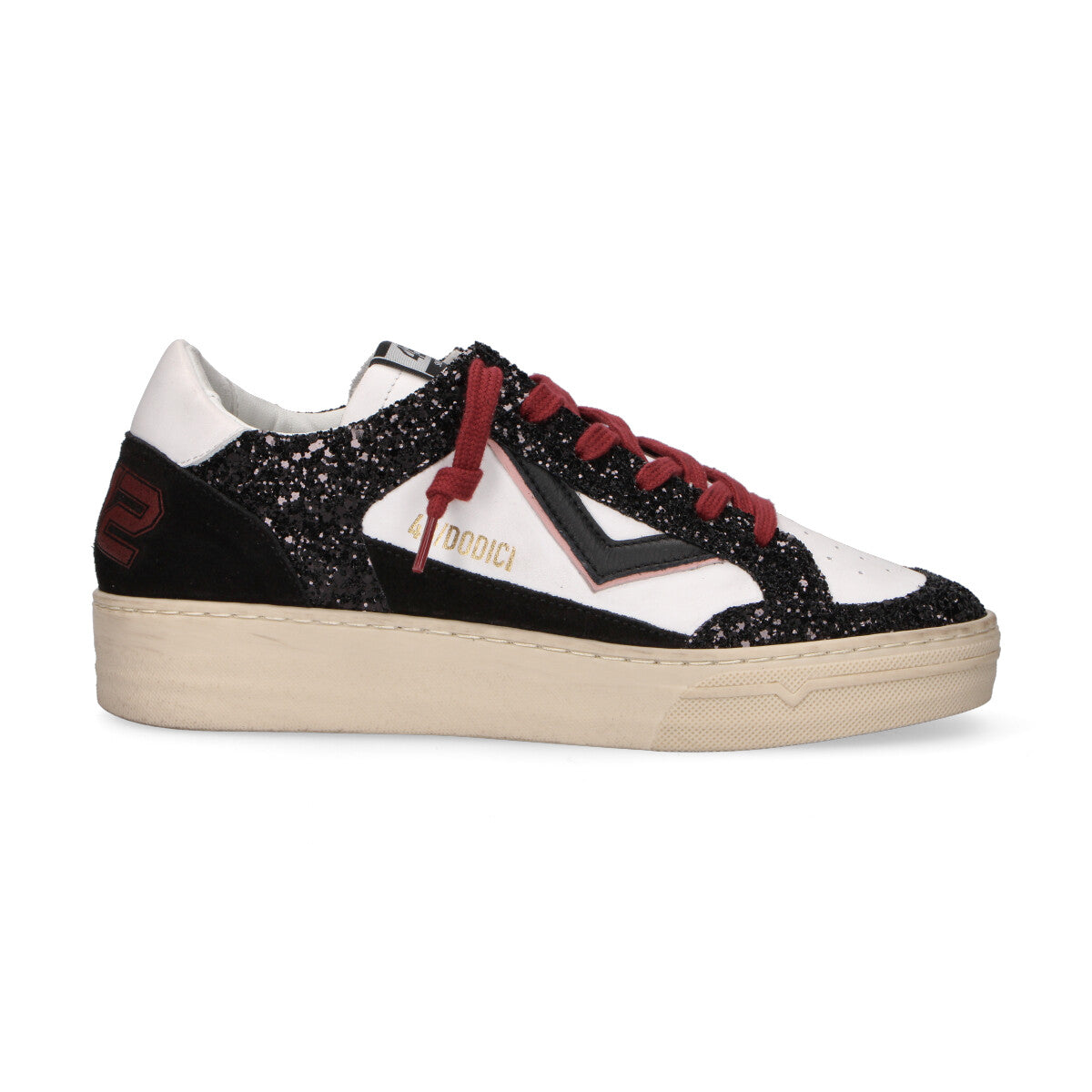 4B12 sneaker Kyle glitter nero bordeaux