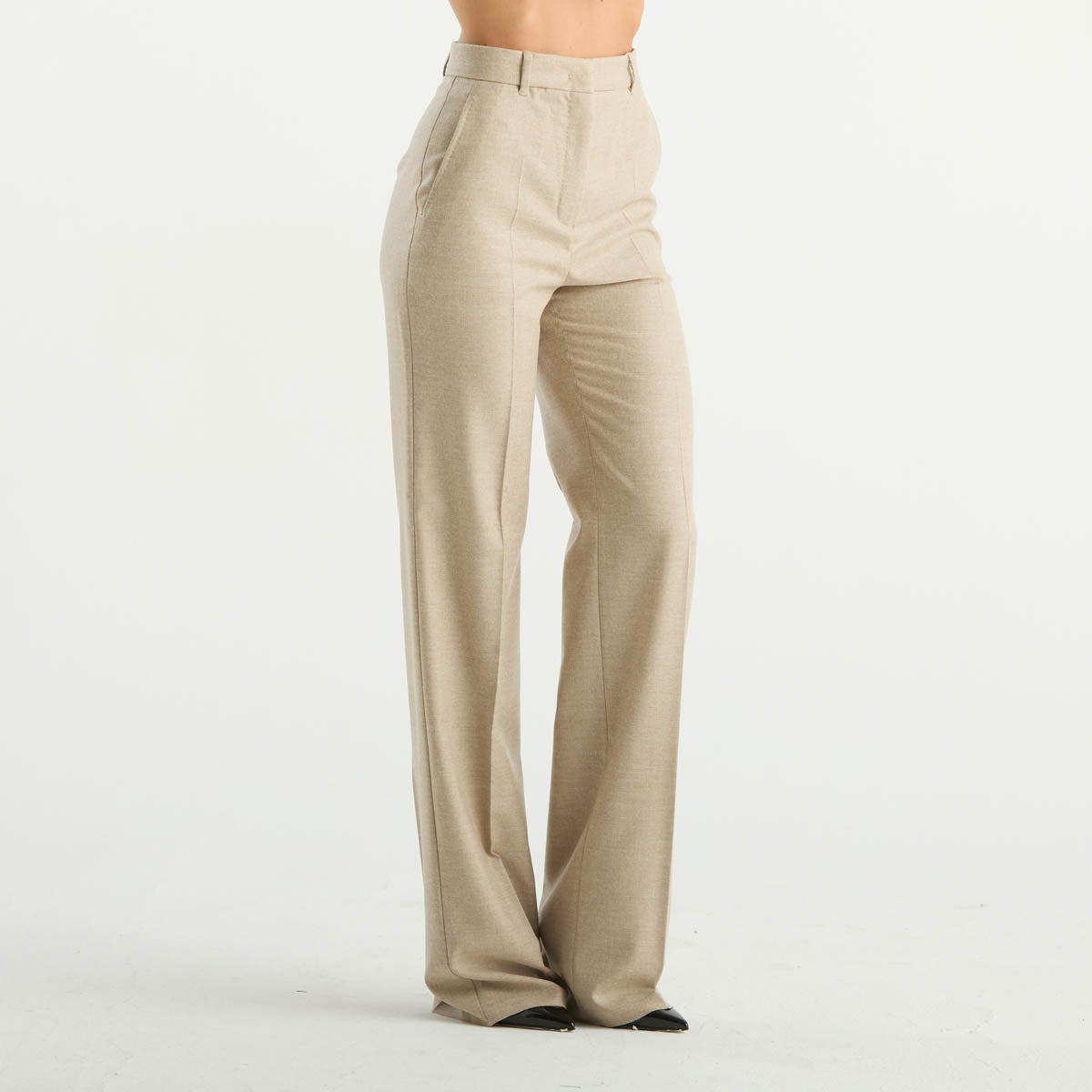 Maxmara pantalone elegante a palazzo beige