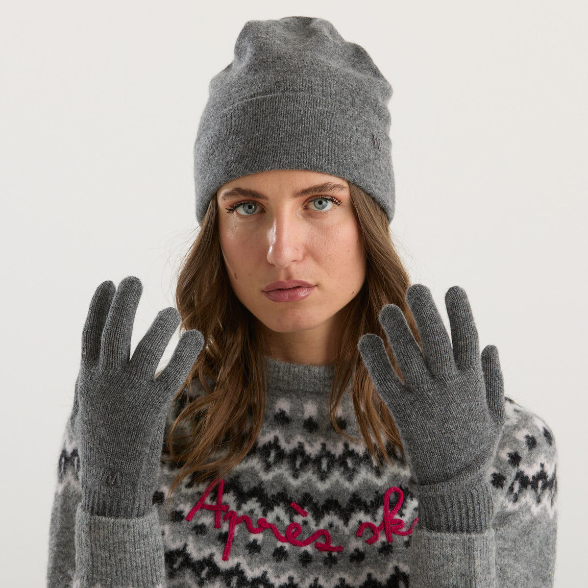 Maxmara guanti in lana grigi