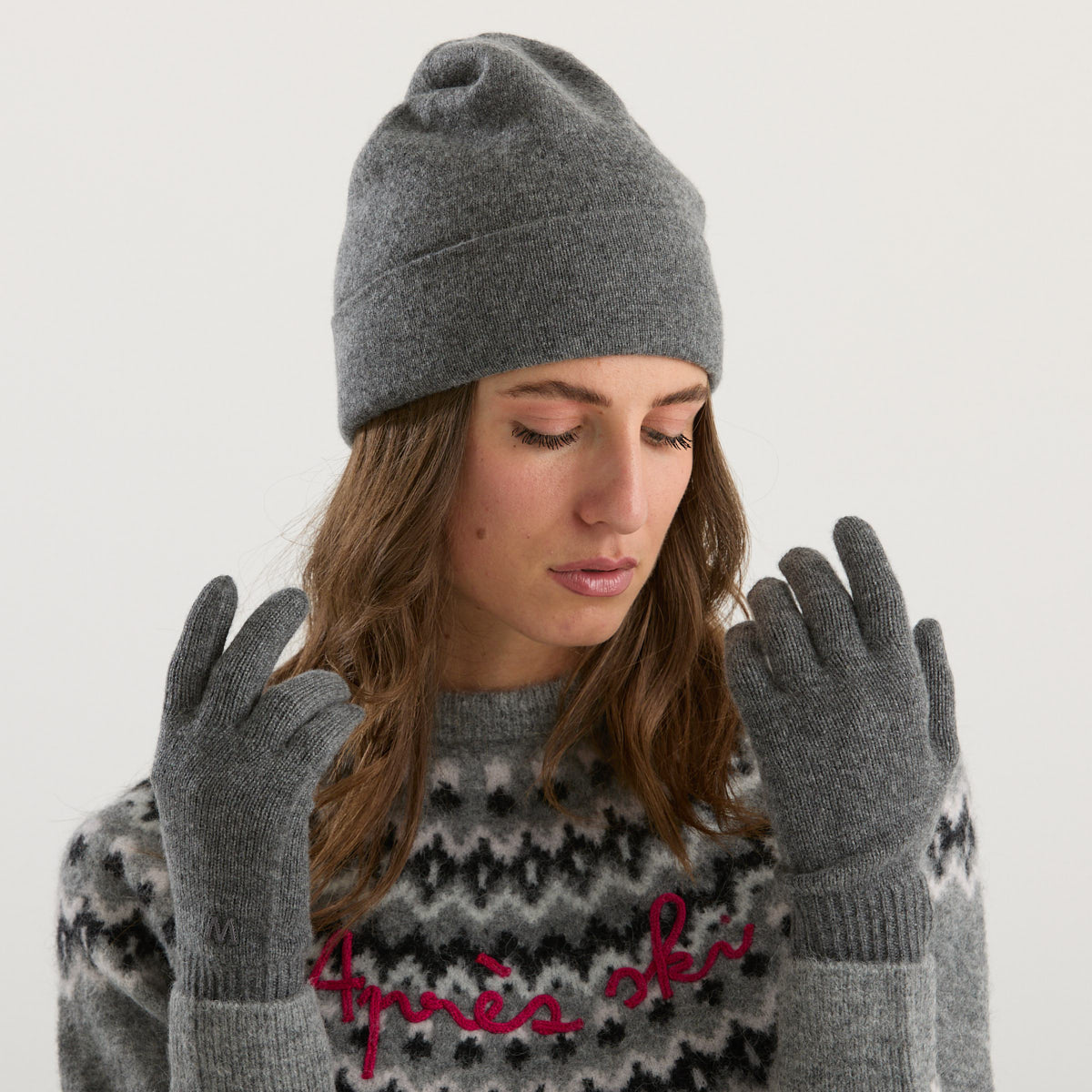 Maxmara guanti in lana grigi