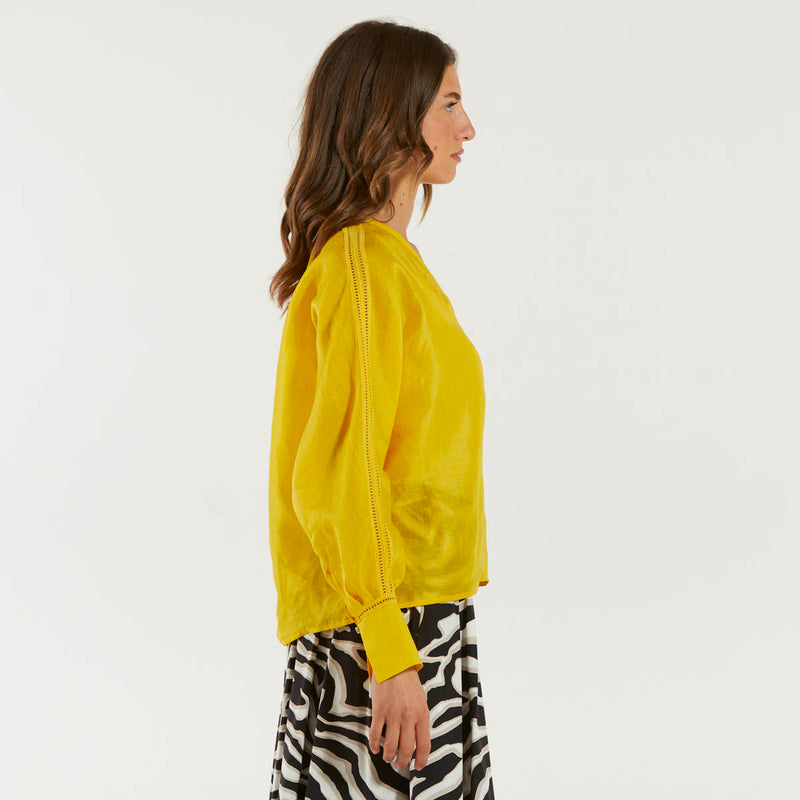 Maxmara blusa in lino gialla