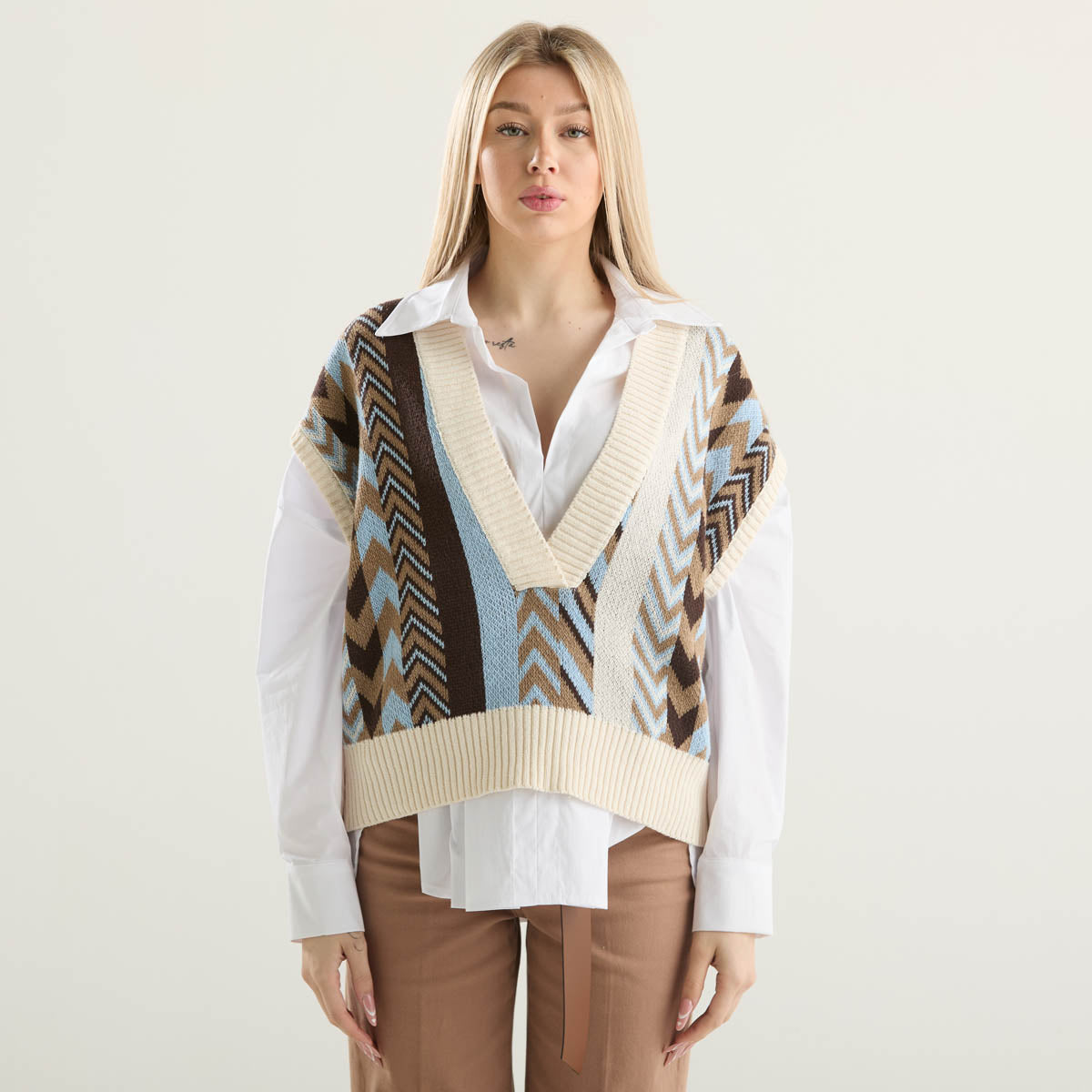 Haveone gilet scollo a v multicolor