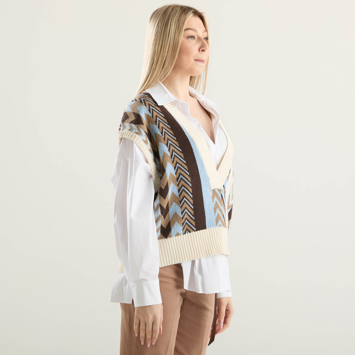 Haveone gilet scollo a v multicolor