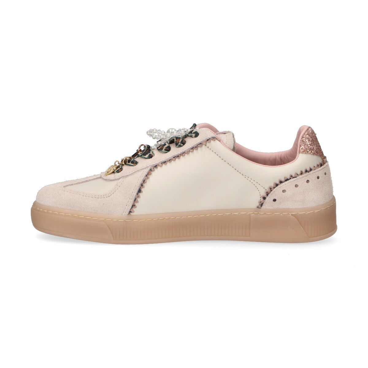 Gio+ sneaker Blue con accessori pelle beige
