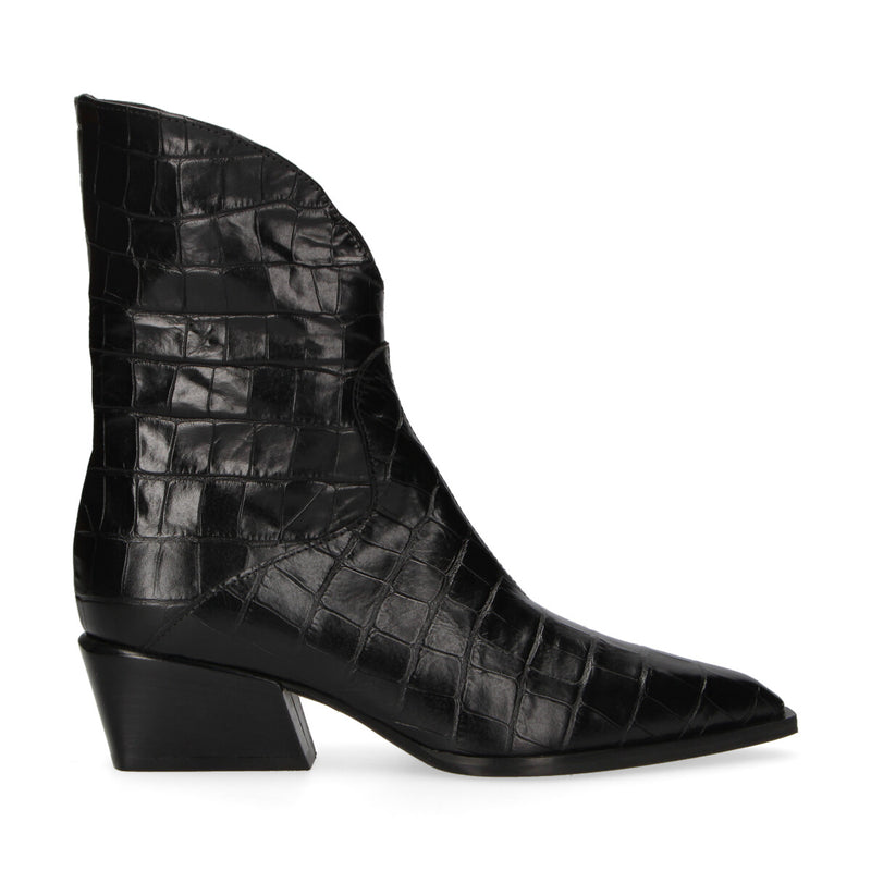 Poeve tronchetto Moira in cocco pelle nera