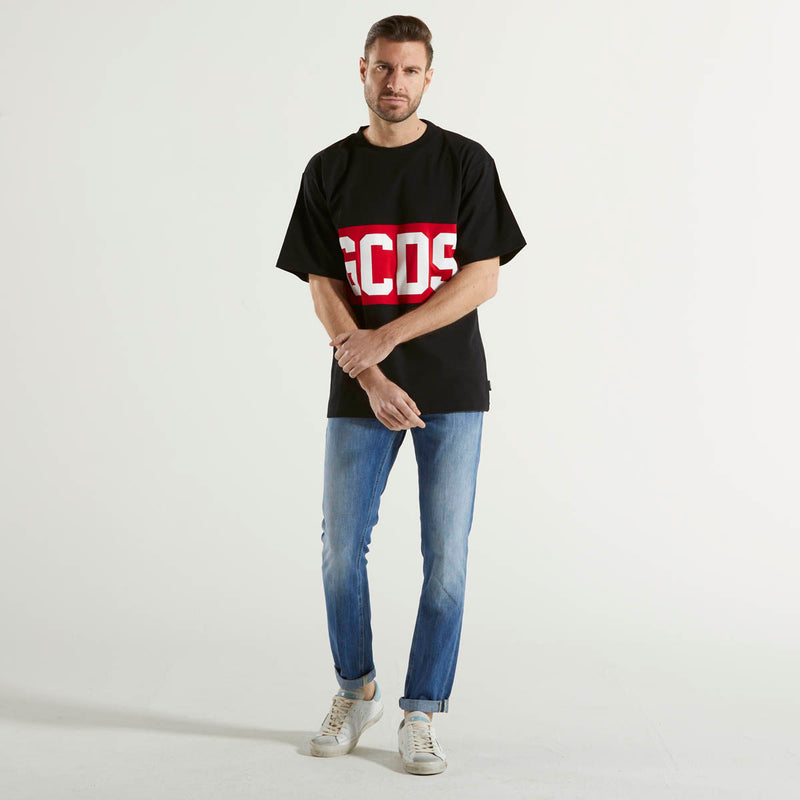 GCDS t-shirt girocollo big logo nera e rossa