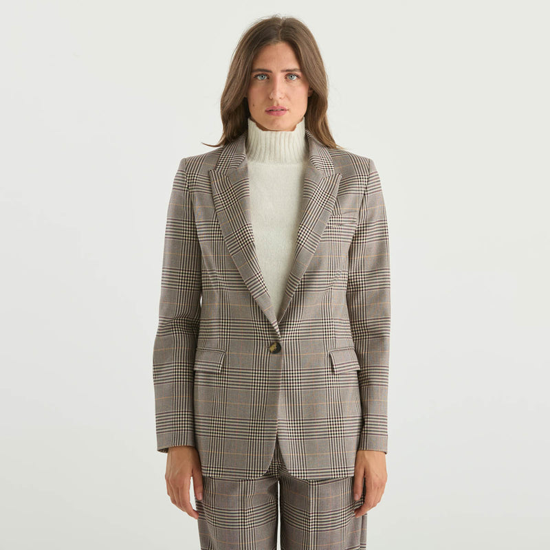 Solotre giacca in principe di galles beige