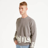 GCDS maglione girocollo logo grigio